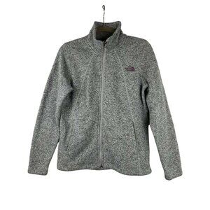 The North Face Women's Medium Crescent Knit Fleece Full Zip Jacket Heather Gray